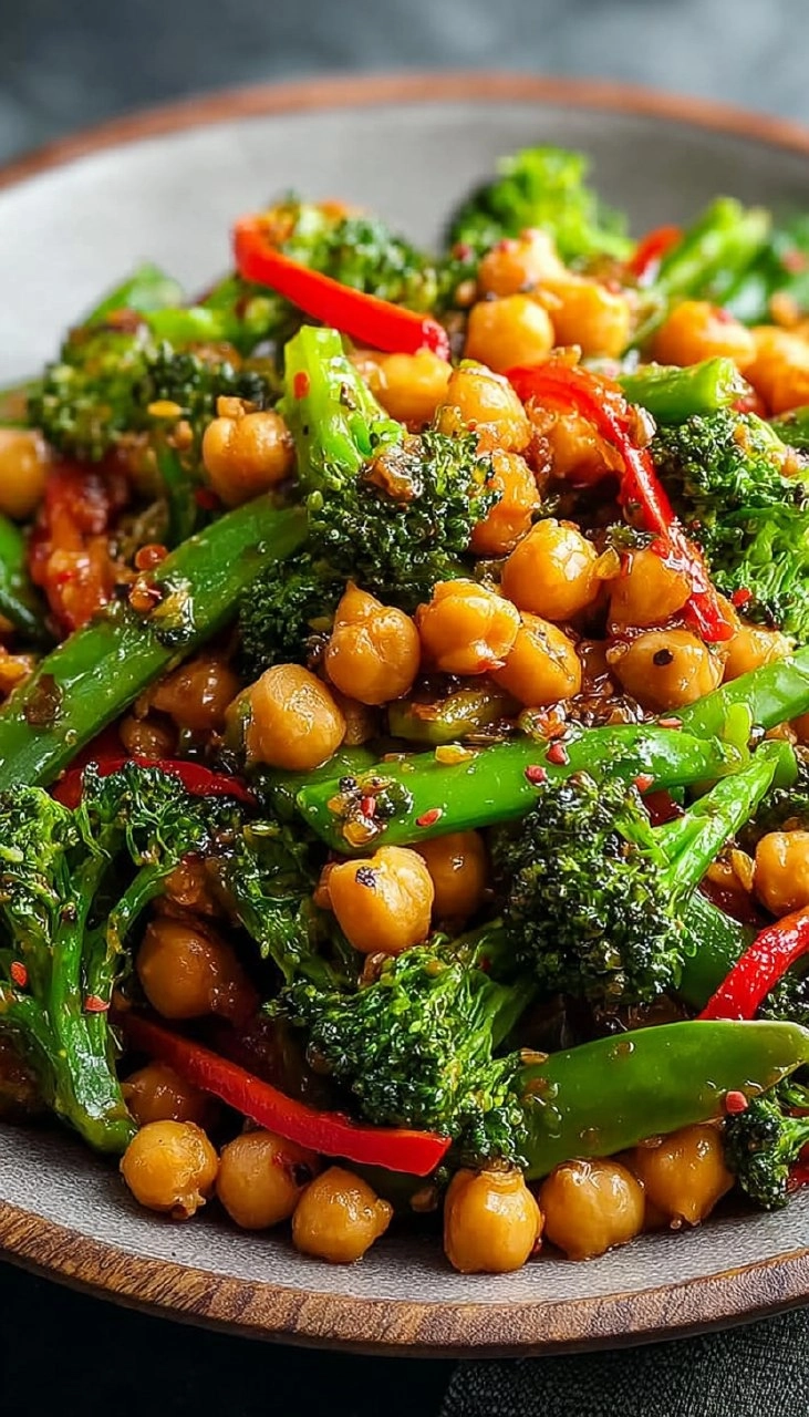 Chickpea Broccoli Stir Fry With Garlic Sauce