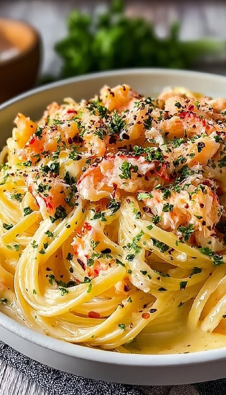 Crab Linguini With White Wine Sauce