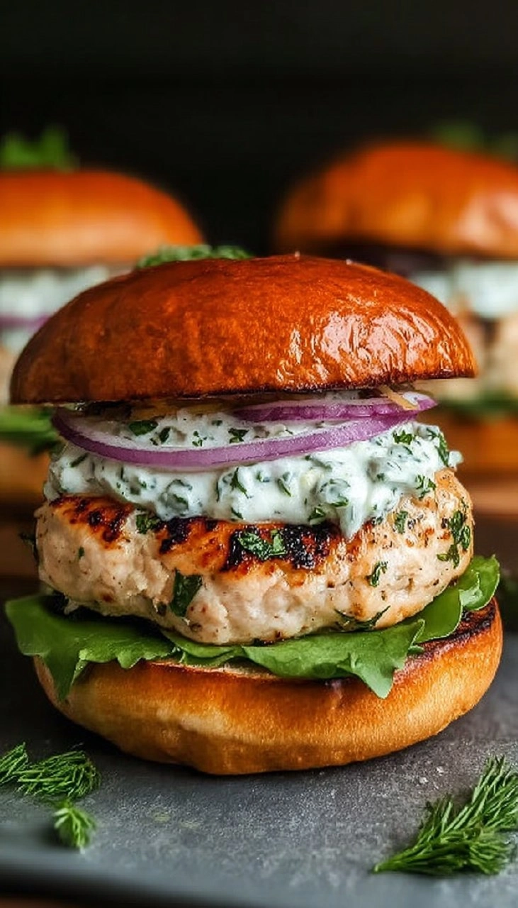 Greek Chicken Burgers With Tzatziki 7 Greek Chicken Burgers With Tzatziki