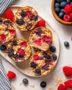 Mixed-Berry-Cottage-Cheese-Baked-Oatmeal-Cups-Recipe
