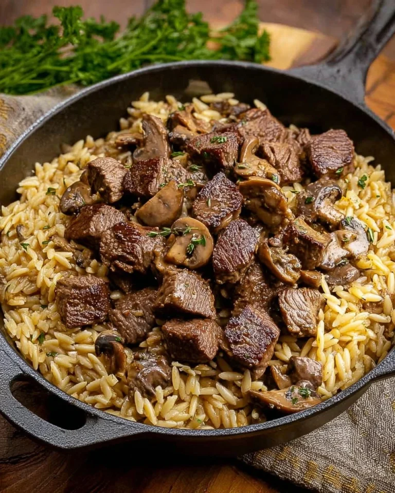 Steak-Bites-With-Mushroom-Orzo-Recipe