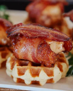 Bacon-Wrapped-Chicken-Bites-and-Waffles-with-Honey-Butter-Recipe