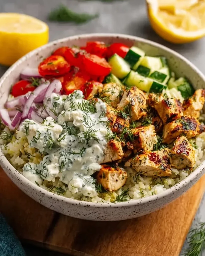 High-Protein-Mediterranean-Lemon-Dill-Chicken-Bowls-Recipe