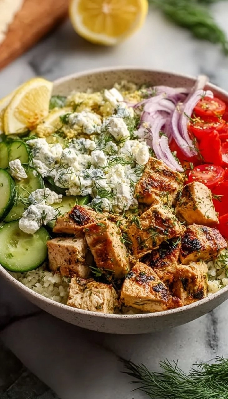 High Protein Mediterranean Lemon Dill Chicken Bowls 7 High Protein Mediterranean Lemon Dill Chicken Bowls