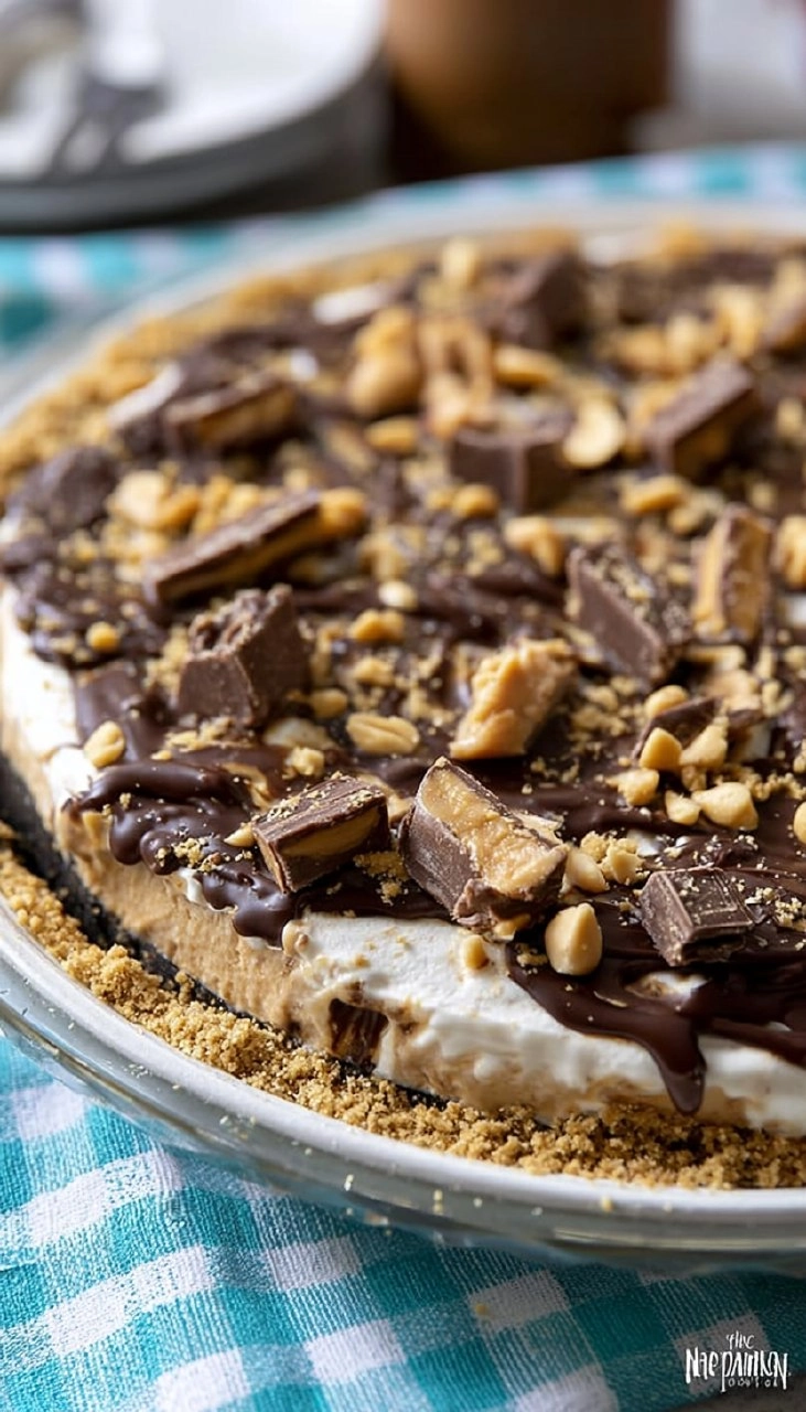 No-Bake Peanut Butter Snickers Pie