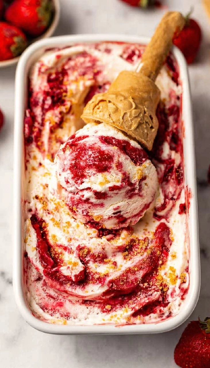 No-Churn Strawberry Cheesecake Ice Cream