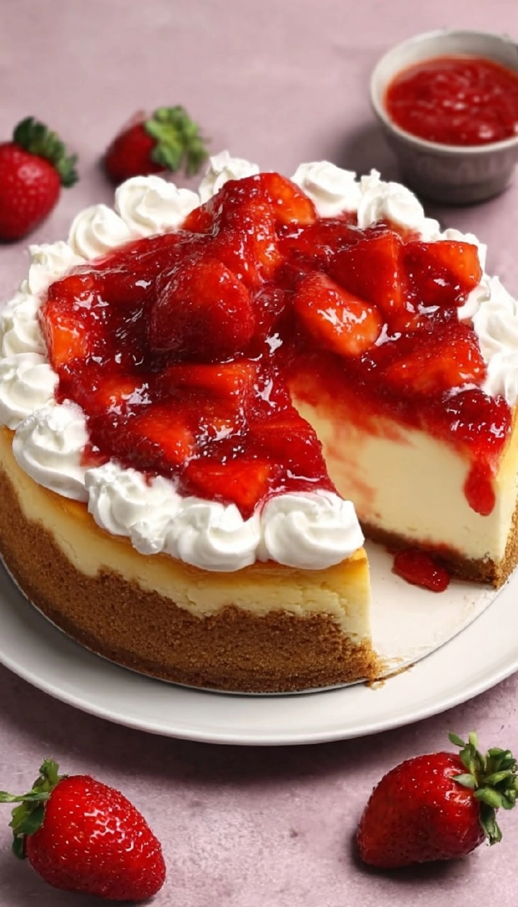 Strawberries And Cream Cheesecake