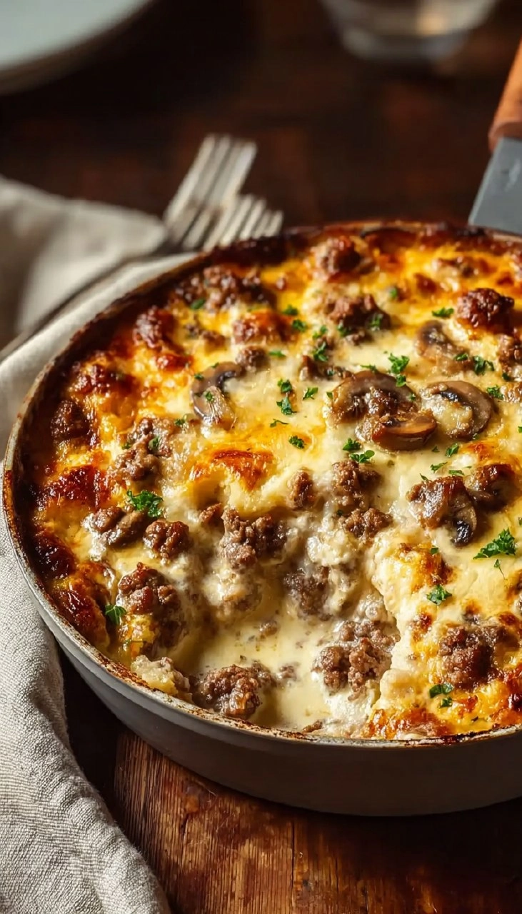 Mushroom Ground Beef Bake