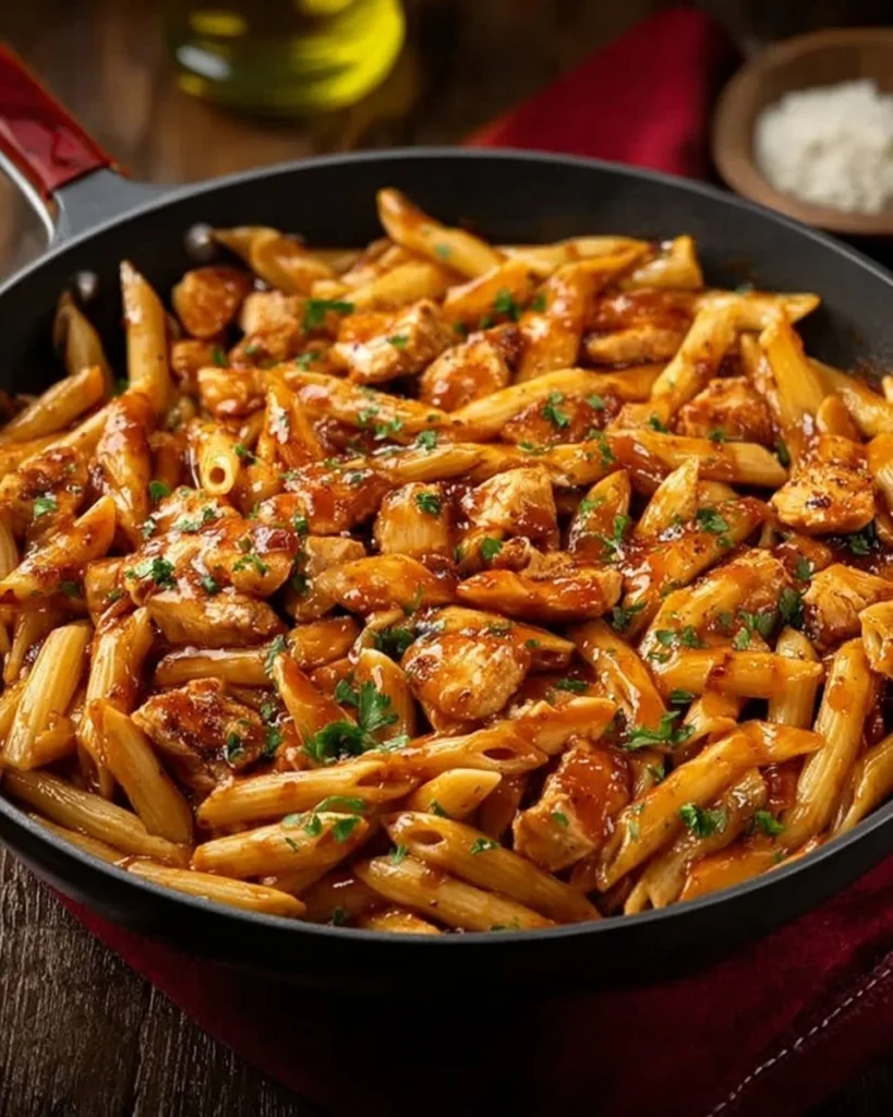 One-Pan-Tangy-Honey-BBQ-Chicken-Penne-Recipe