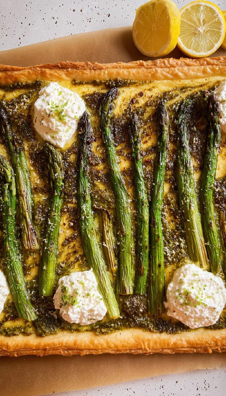 Pesto Asparagus Tart With Lemon Ricotta