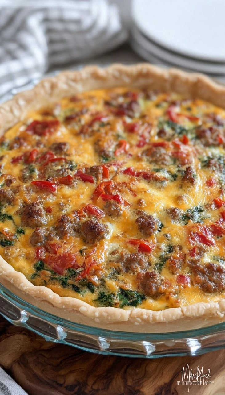 Roasted Red Pepper And Sausage Quiche