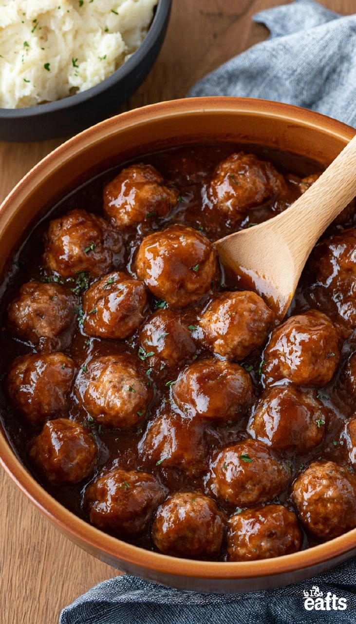 Slow Cooker Salisbury Meatballs