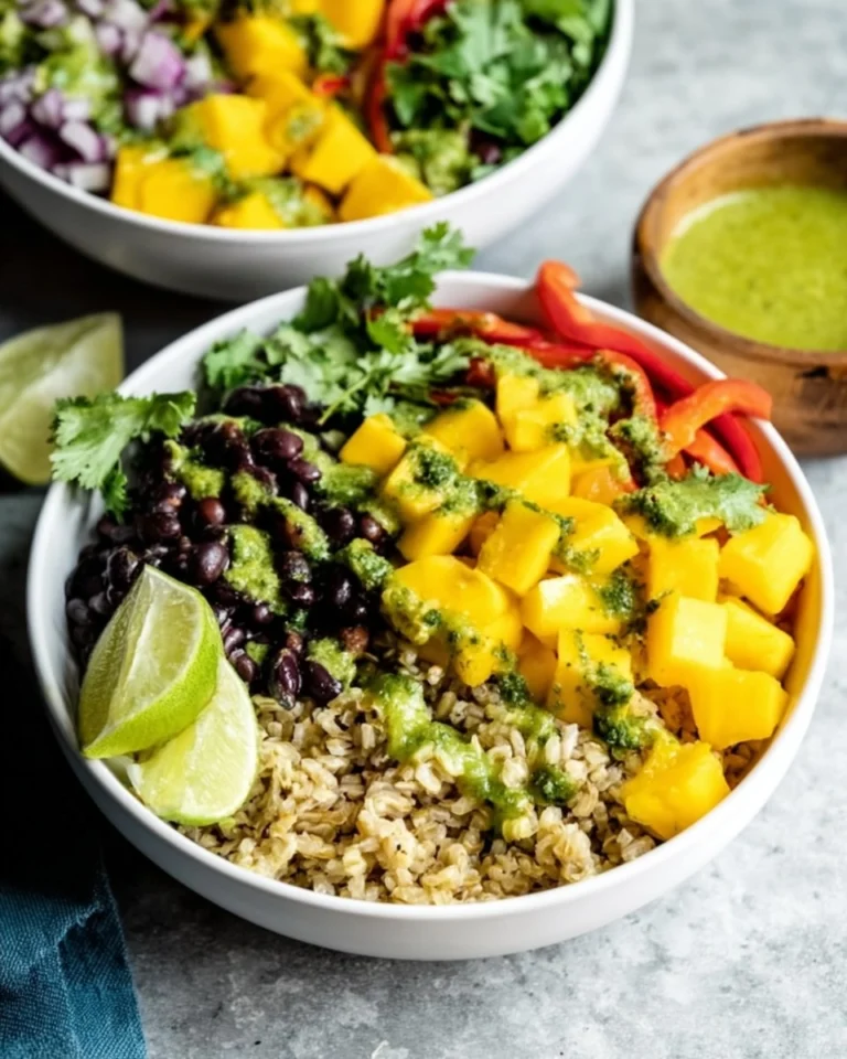 Vegan-Mango-Black-Bean-Green-Rice-Burrito-Bowls-Recipe
