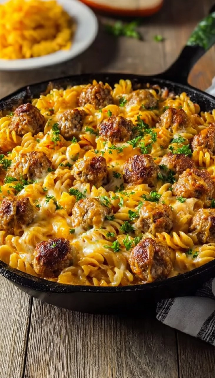 Bbq Ranch Meatball Cheddar Pasta Skillet 7 Bbq Ranch Meatball Cheddar Pasta Skillet