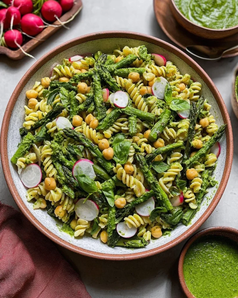Pasta-Salad-with-Asparagus-Chickpeas-Basil-Vinaigrette-Recipe