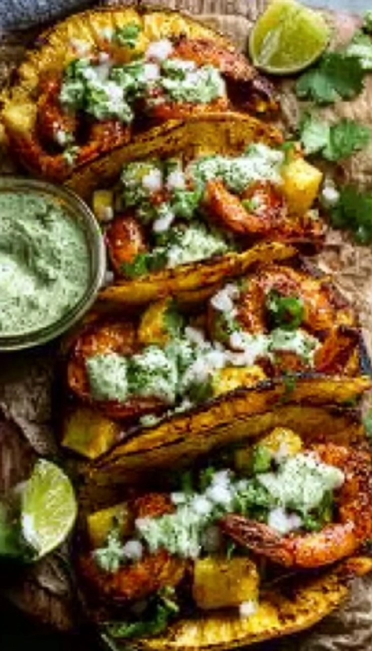 Sheet Pan Jalapeño Pineapple Shrimp Tacos