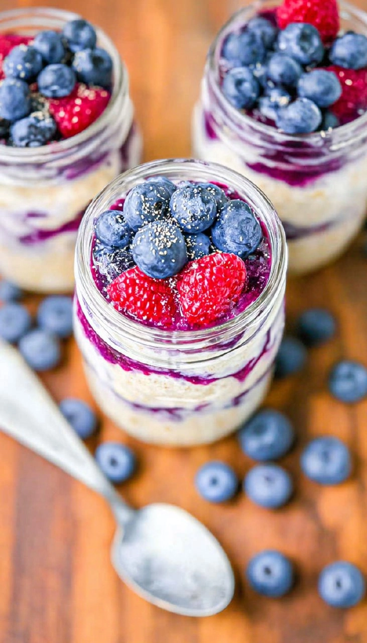 Blueberry Swirl Protein Overnight Oats