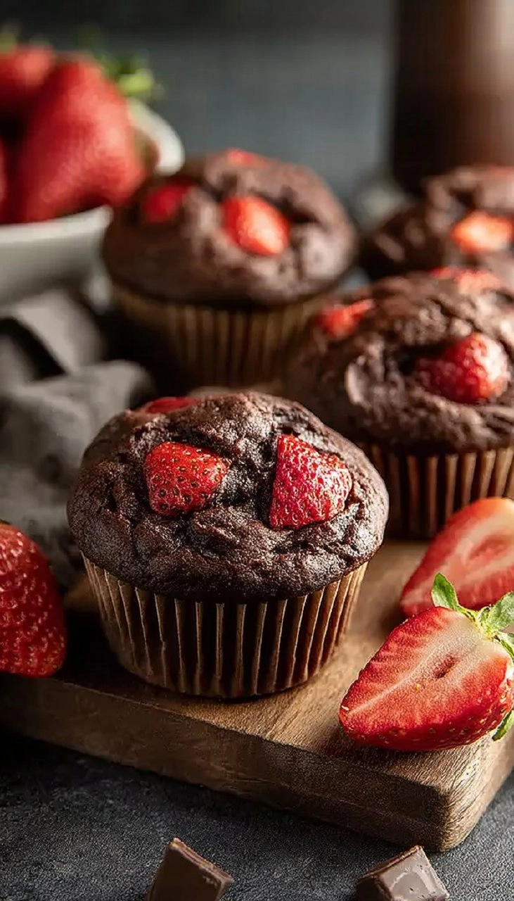 Chocolate Strawberry Muffins 7 Chocolate Strawberry Muffins