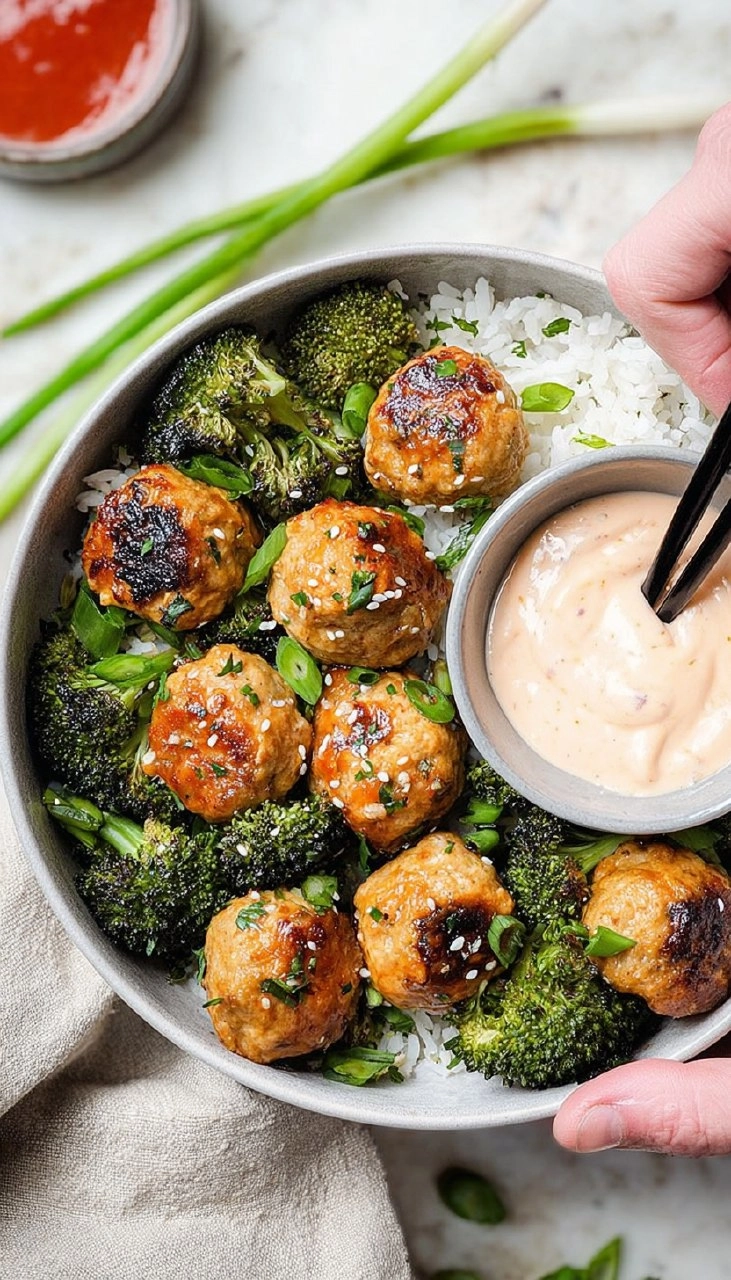 Sheet Pan Firecracker Chicken Meatballs And Broccoli