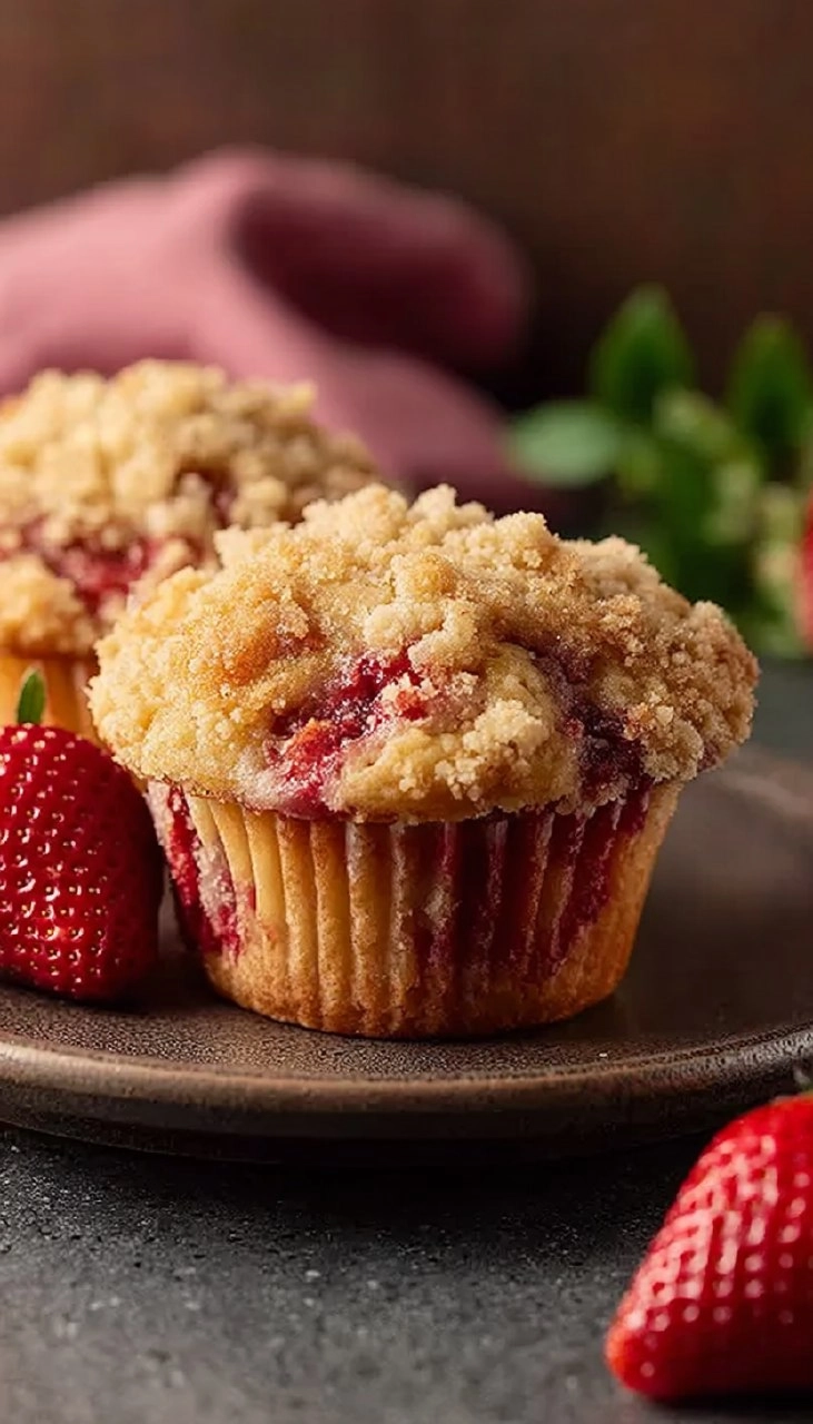 Strawberry Muffins With Crumble Topping 7 Strawberry Muffins With Crumble Topping