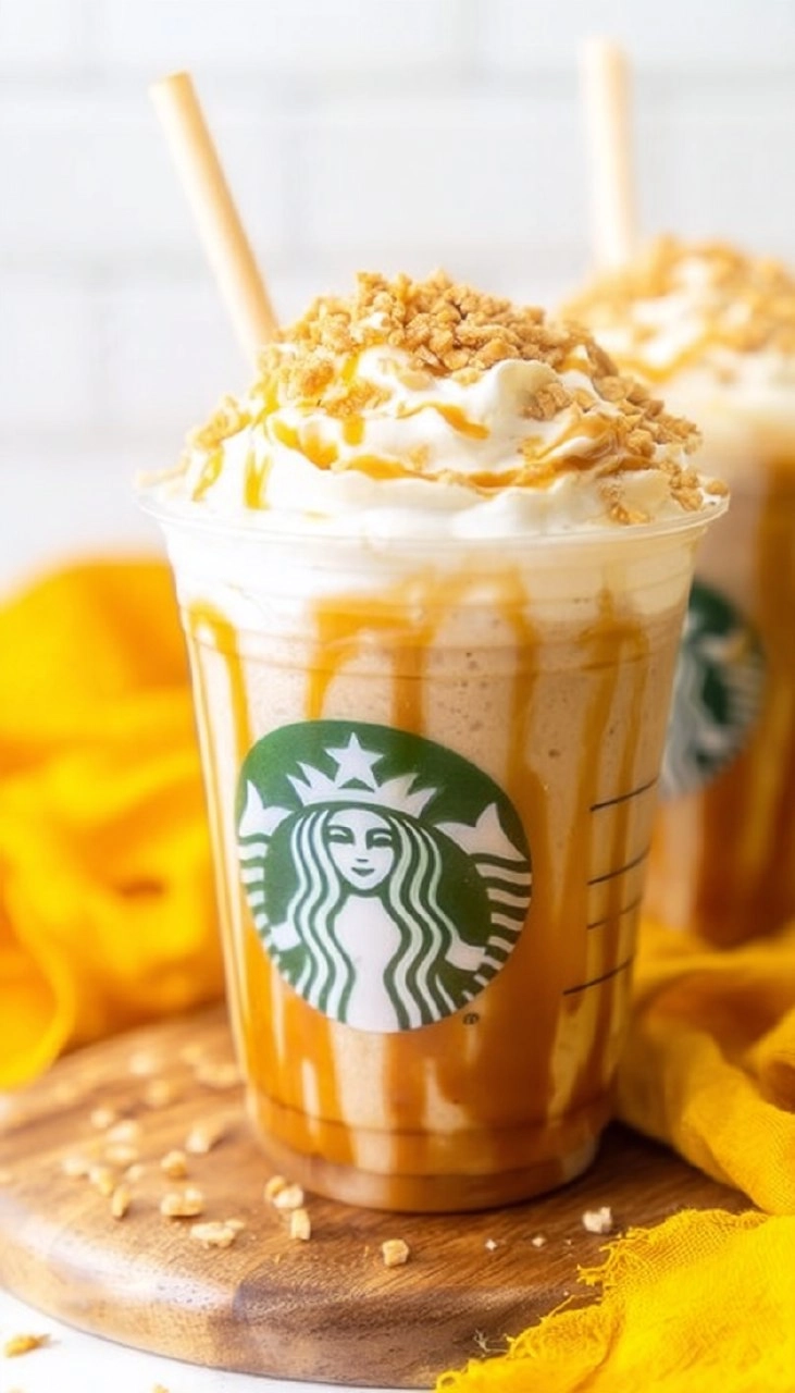 Copycat Starbucks Caramel Ribbon Crunch Frappuccino