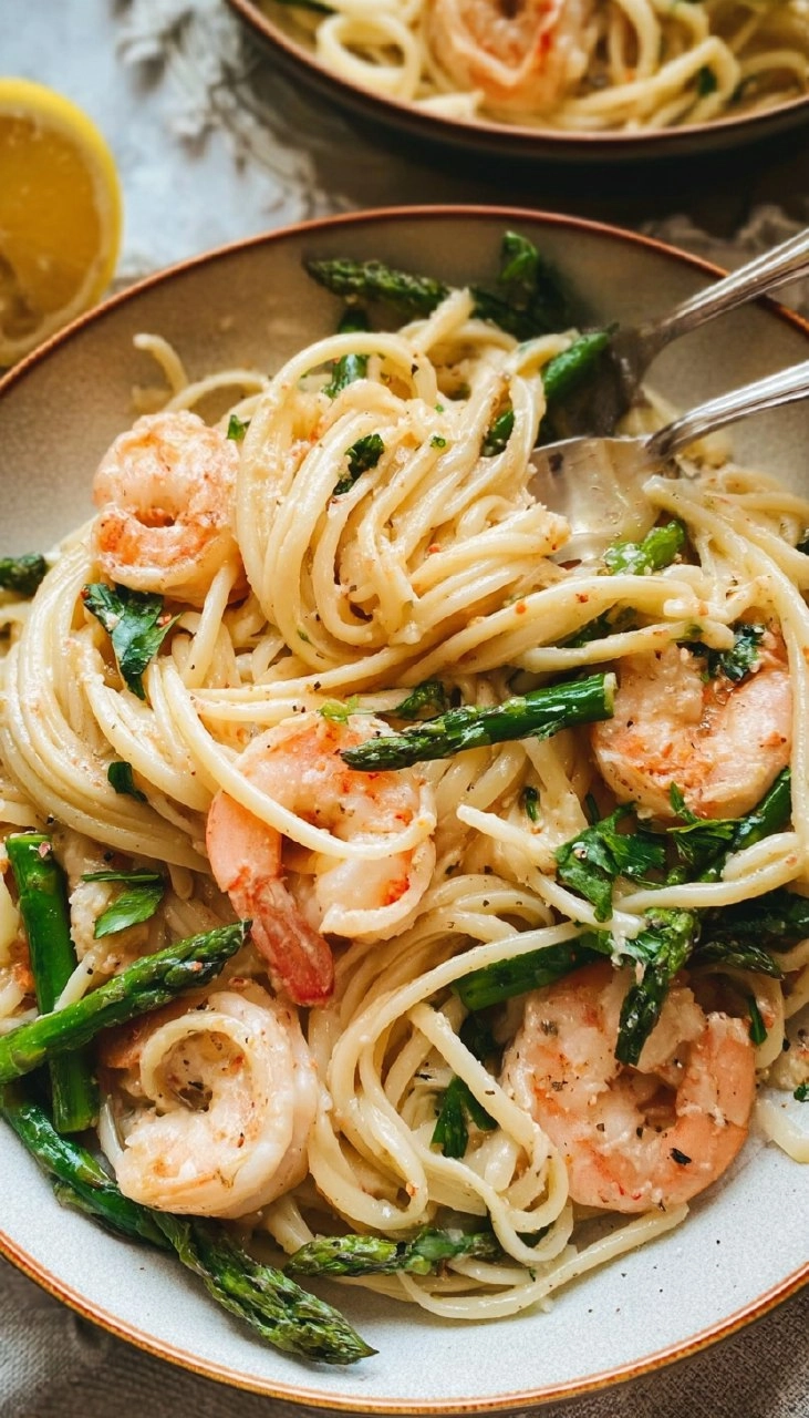Shrimp And Asparagus Pasta