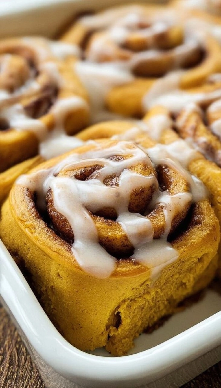 Soft Pumpkin Cinnamon Rolls With Maple Icing